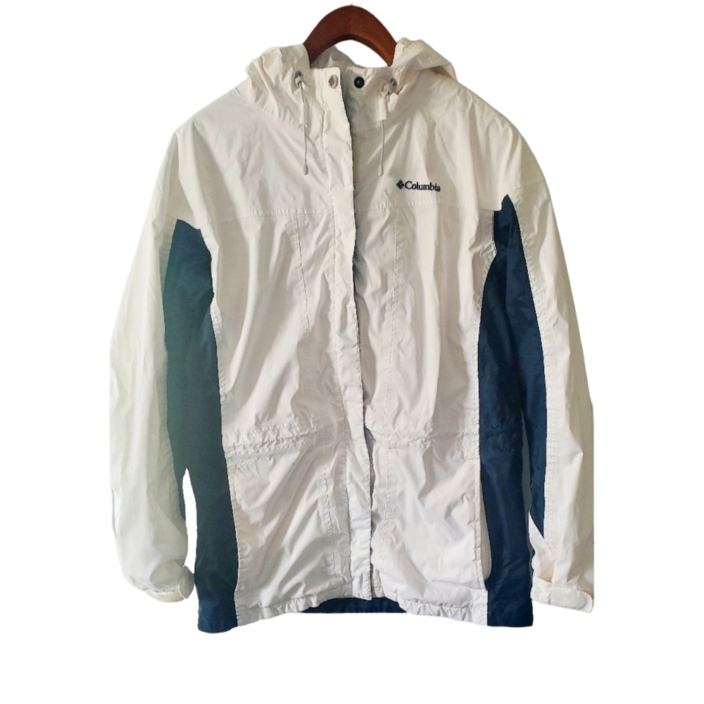 Columbia Womens White and Navy Windbreaker Size Large